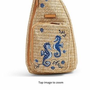 Vera Bradley Straw Sling Backpack Nature Sea Life